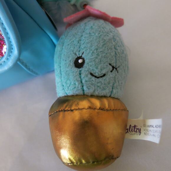 SMIGGLE Owl Purse/Handbag/Makeup Bag/Pencil Case Glitter Zippers Pom Poms Blue - Picture 5 of 12